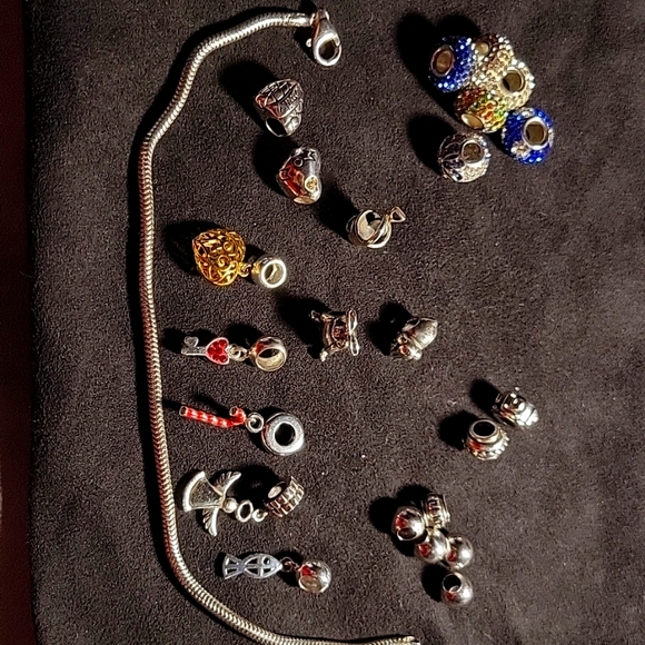 22 Individuality Beads - 925 SS Charms and 8.5" SS bracelet from Kohl's - Picture 1 of 12